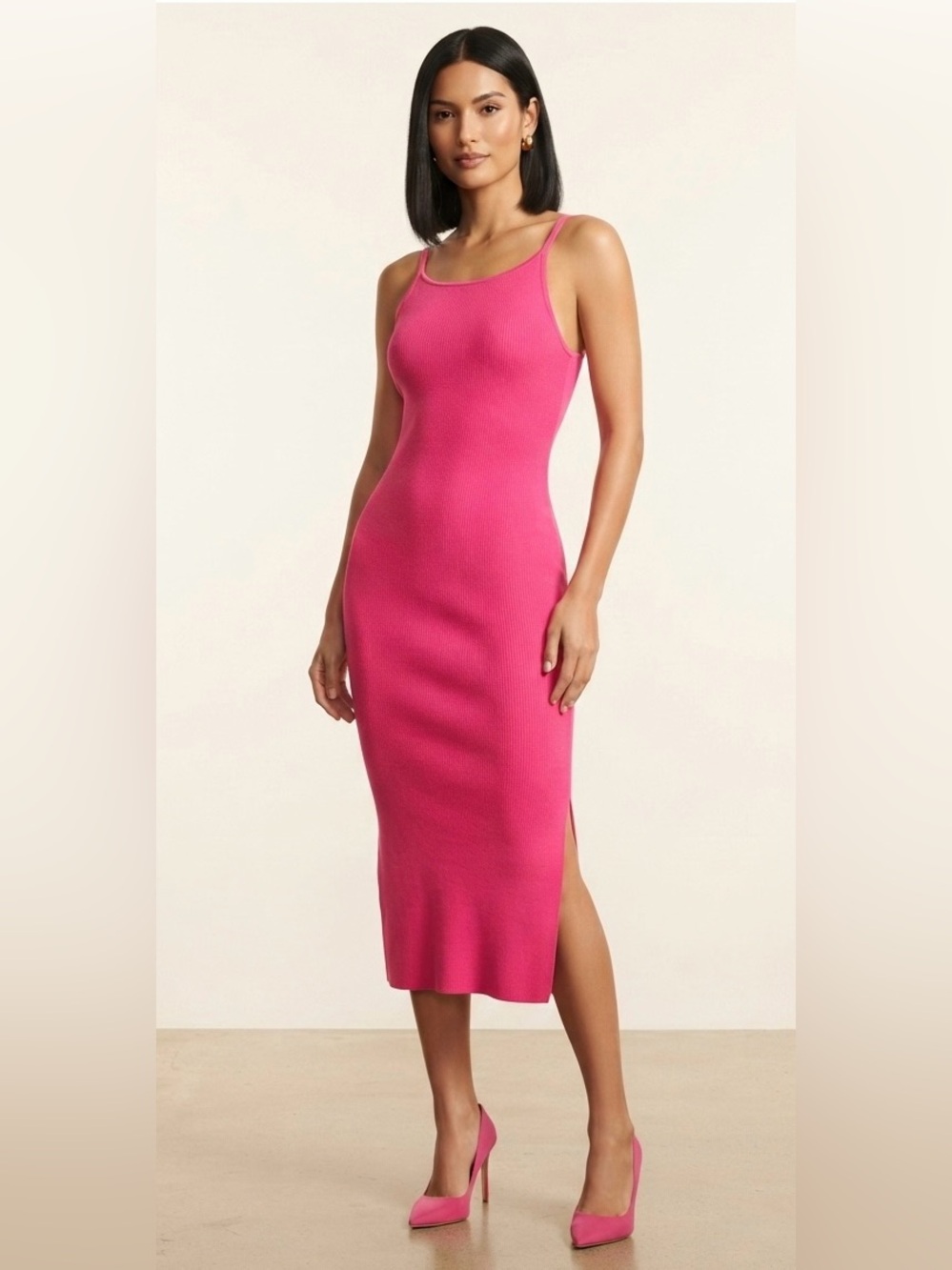 NEW! Nordstrom Women’s Fuchsia Stretchy Midi Dress